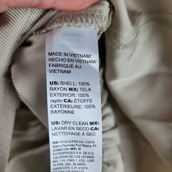 White House Black Market Jacket M Tan Ruffle Hem Full Zip Military Utility - Picture 6 of 10